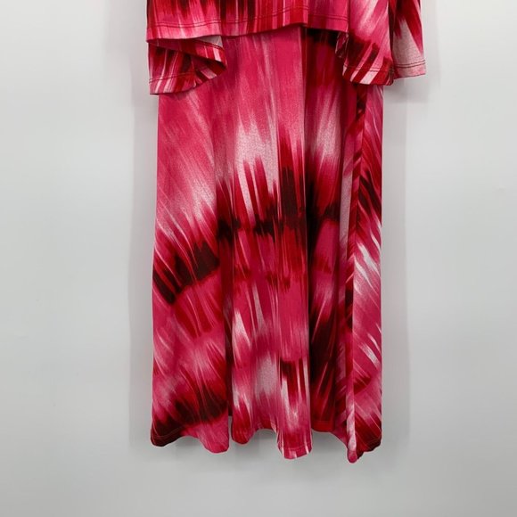 Maggy London Dress Pink Abstract Braided Halter Neck Sleeveless Tiered - Picture 5 of 10